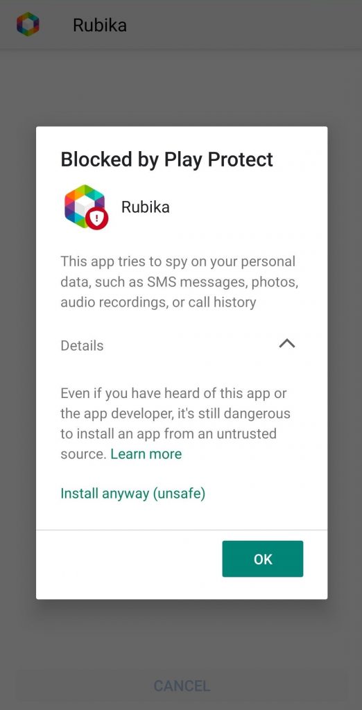 روبیکا توسط گوگل پلی مسدود شد.